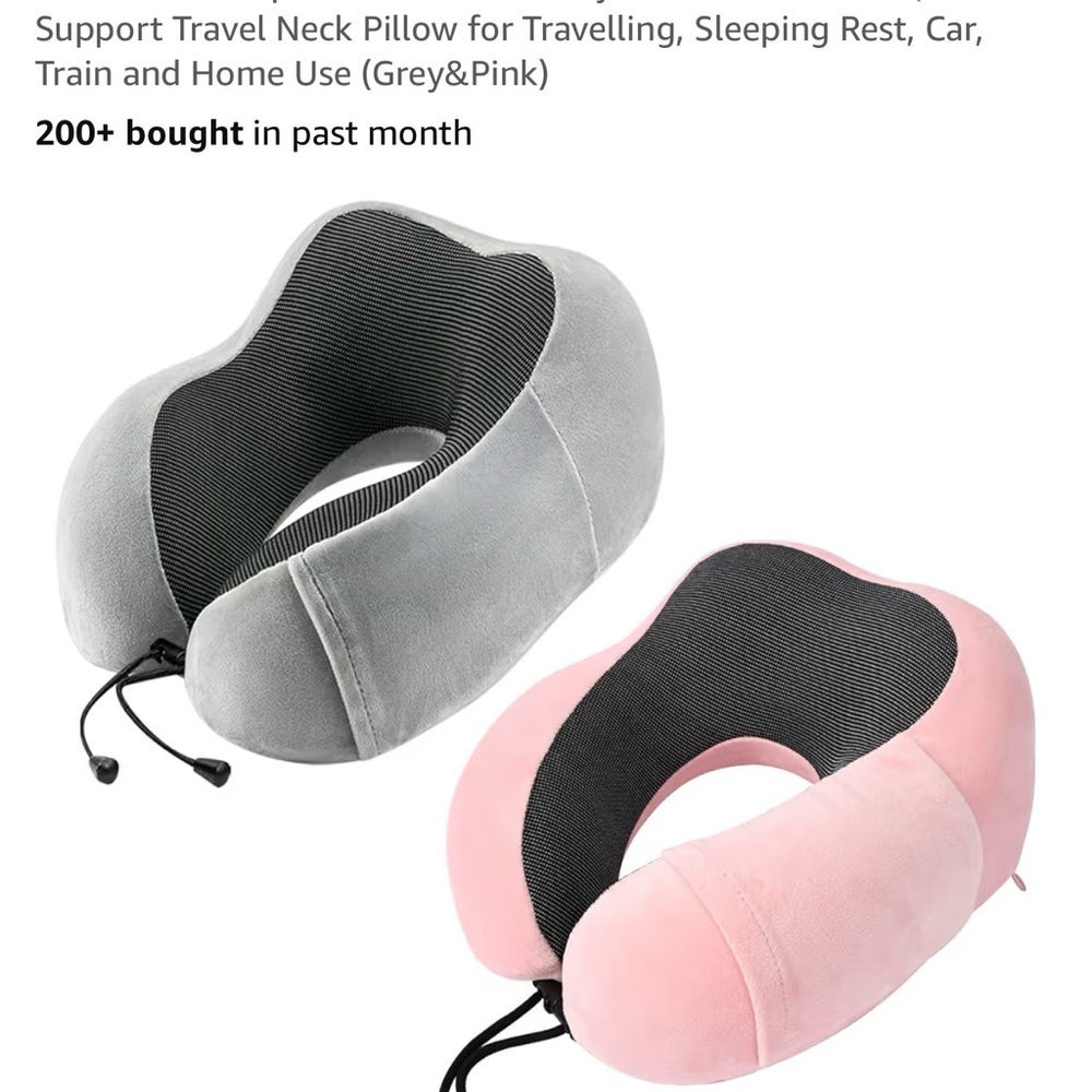 Luxurious Travel Neck Pillow - Pink & Gray